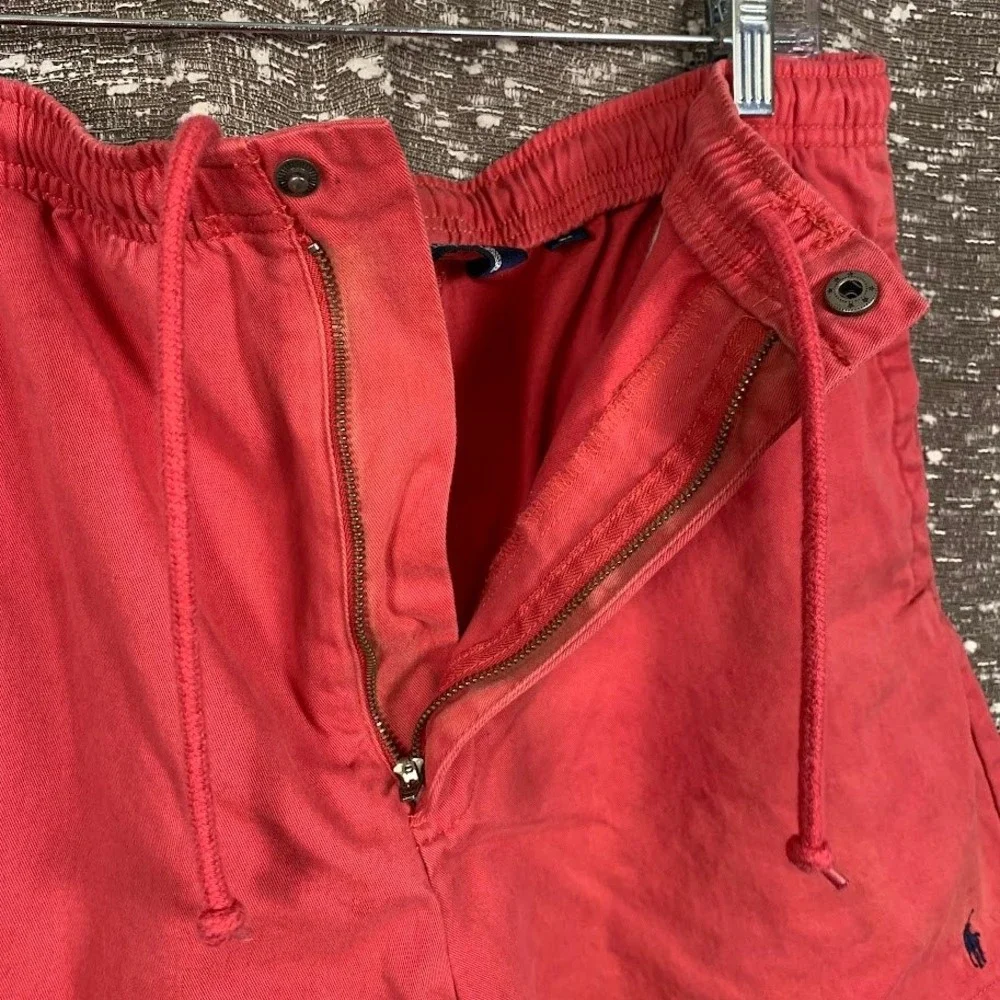 Vintage 90s Polo Ralph Lauren Red Elastic Waist Drawstring Shorts Mens Large